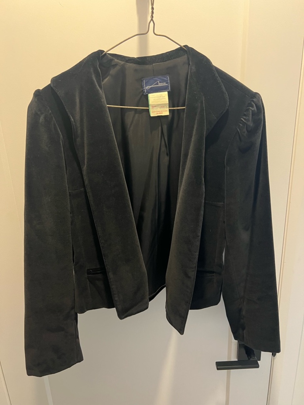 Velvet Open-Front Black Women's Blazer Jacket
